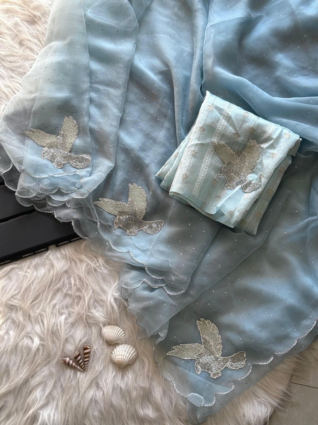 Panchi Powder Blue Saree