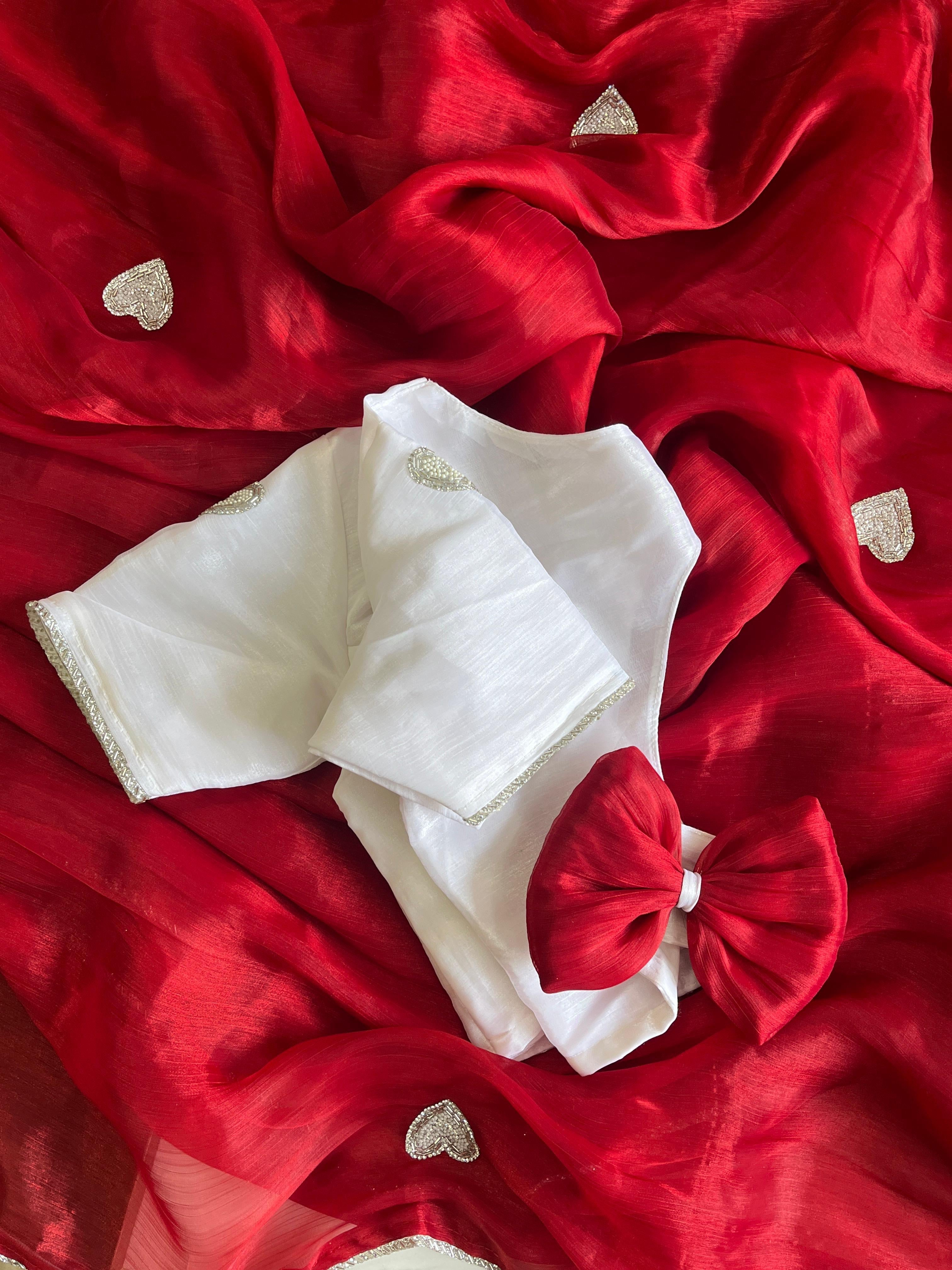 Valentine Red Tissue Saree