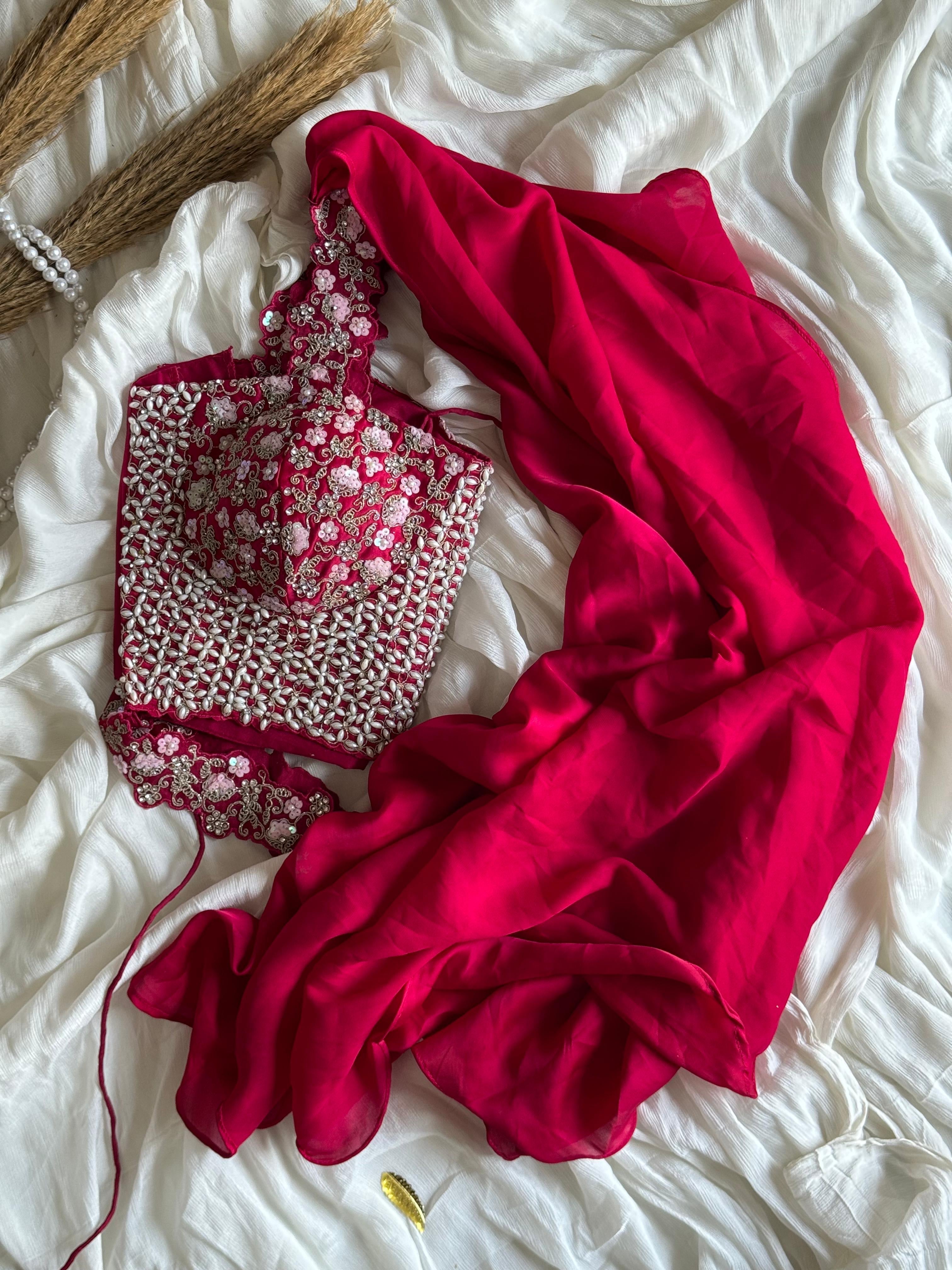 Pankhuri Ivory Embellished Saree