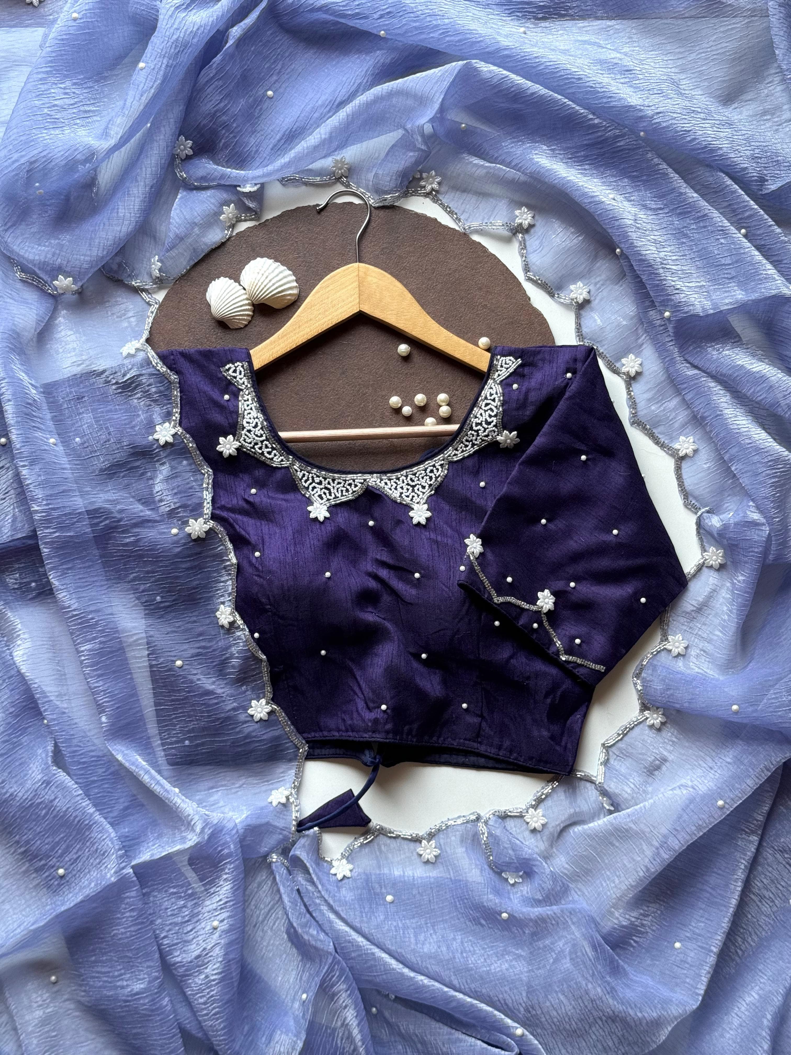 Pearls on Lavender Saree