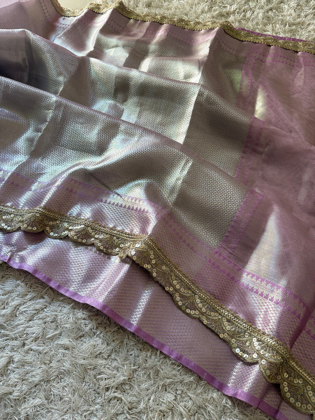 Dil Lavender Banarasi Silk Saree