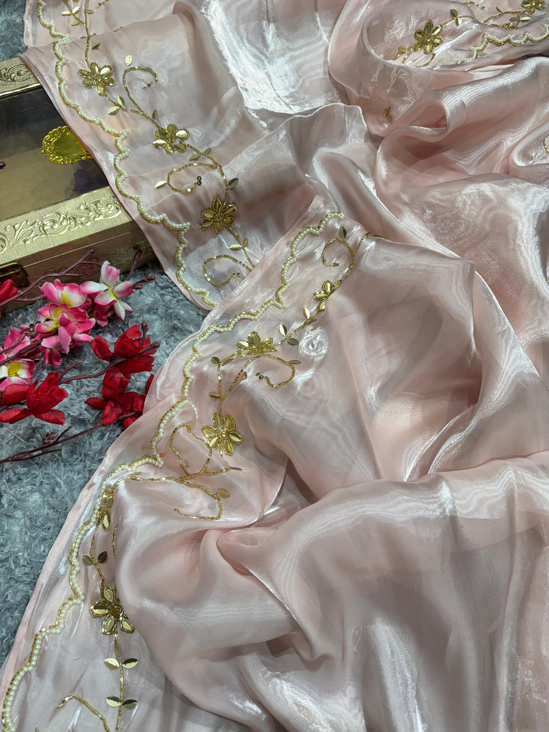 Aurelia Pink Embellished Saree