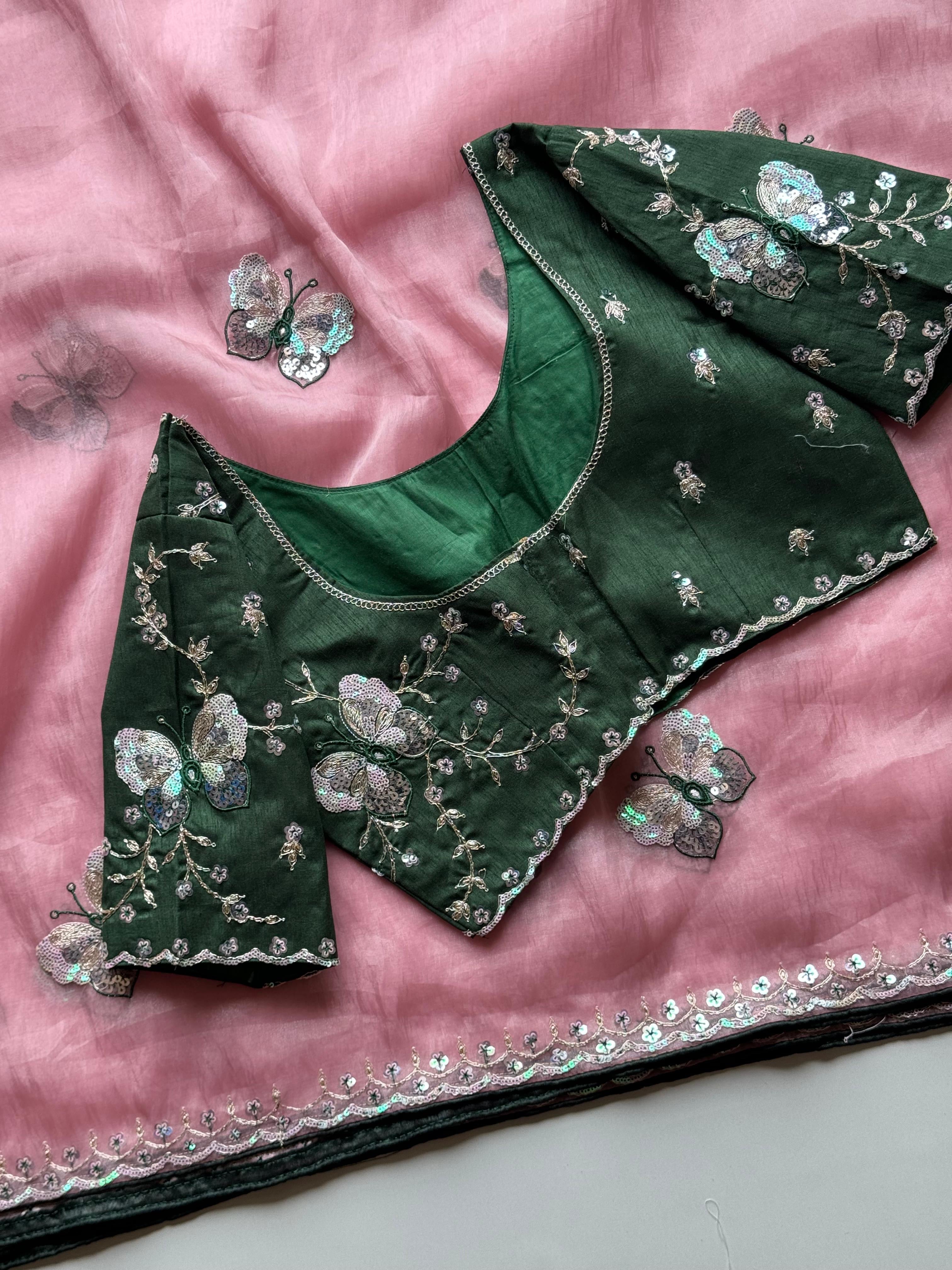 Pankhuri Pink Embellished Saree