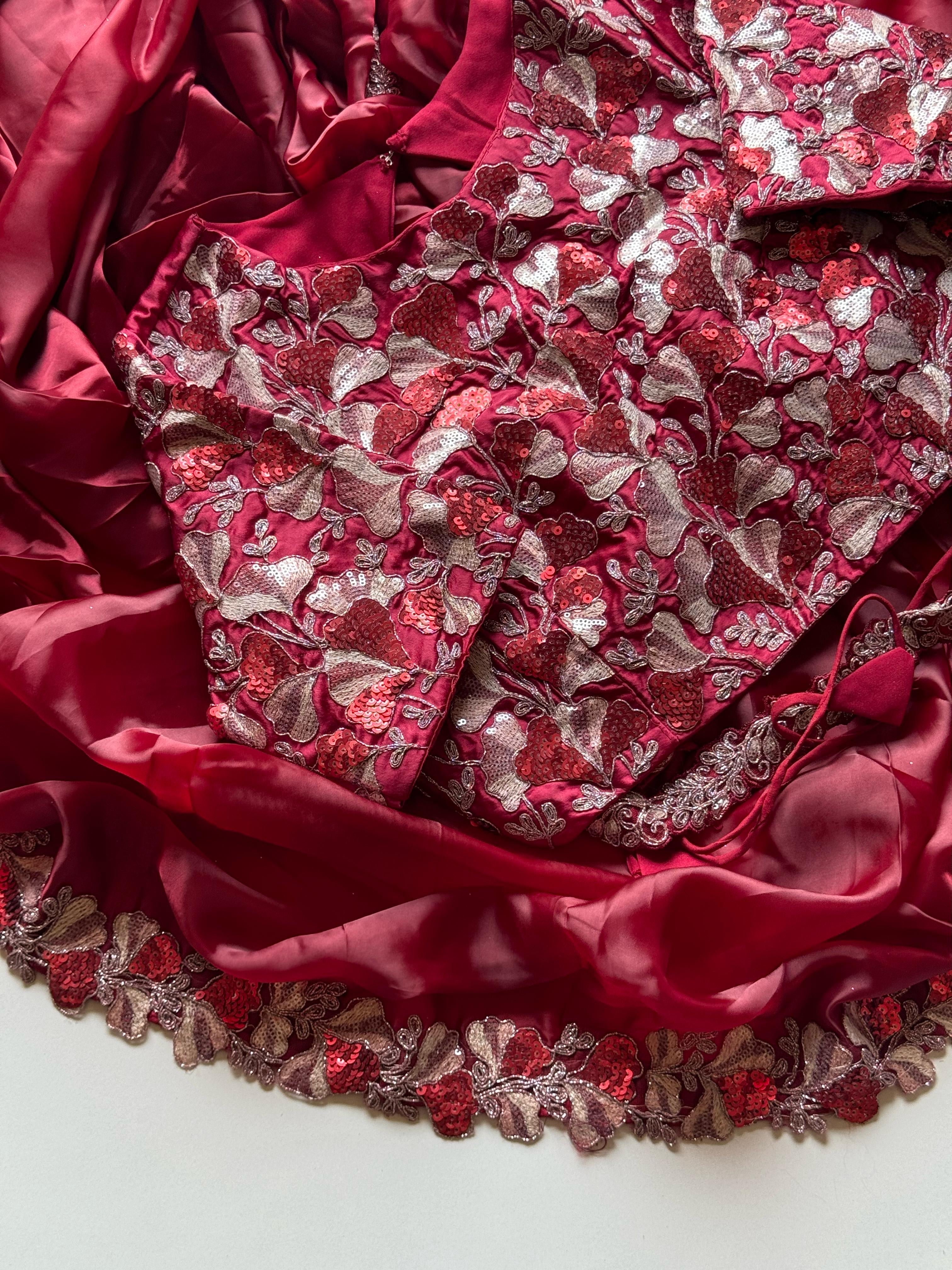 Surkh Laal Embellised Saree (Pre-Draped)