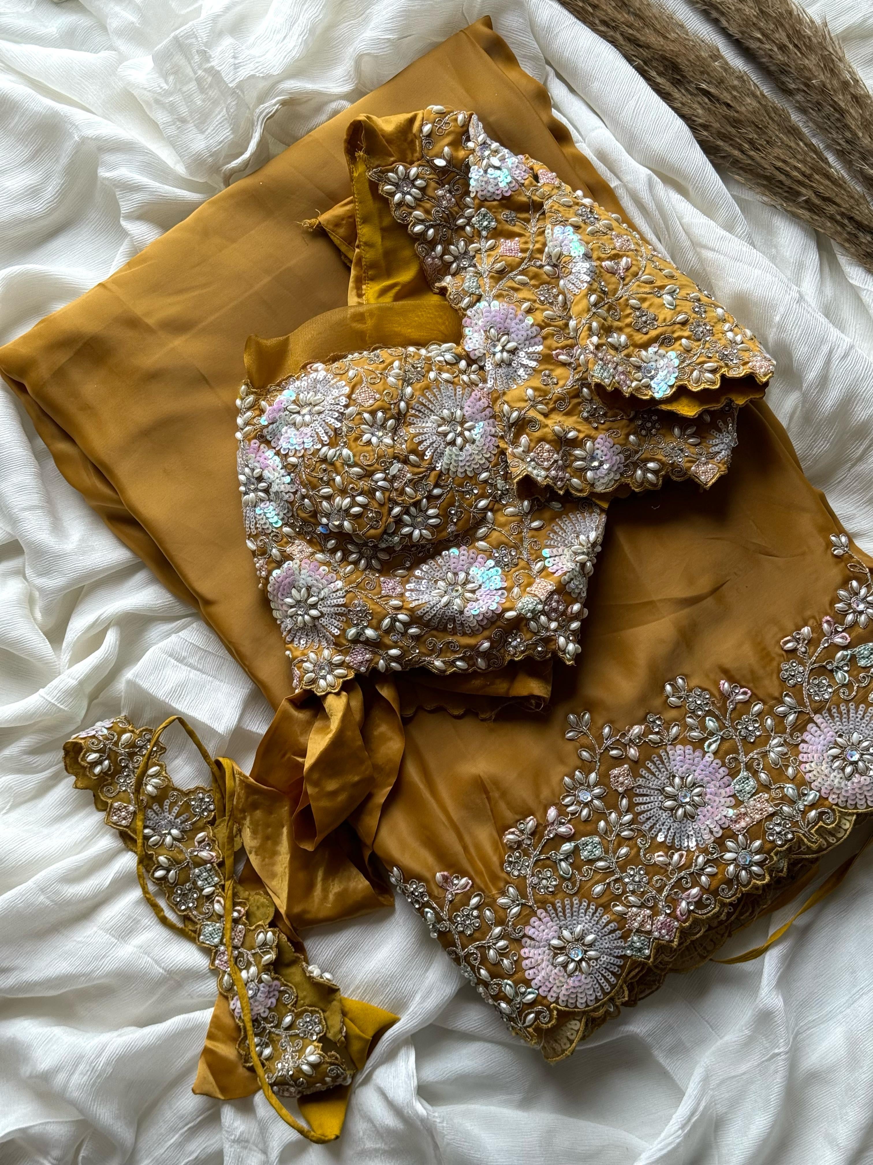 Mustard Princess Saree (Pre-Draped)