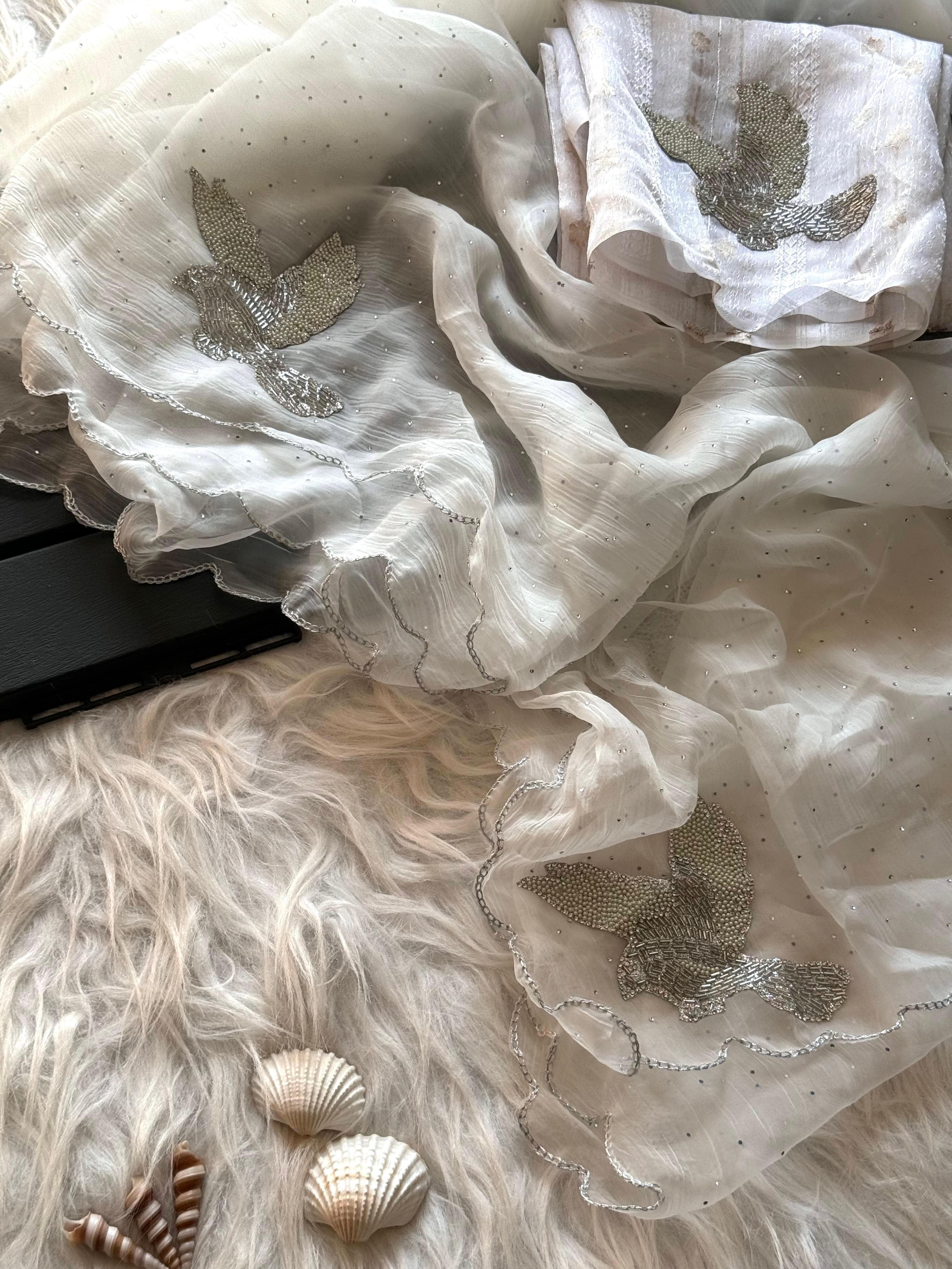 Panchi Powder Blue Saree