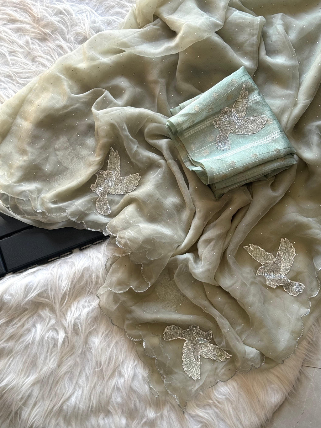 Panchi Powder Blue Saree