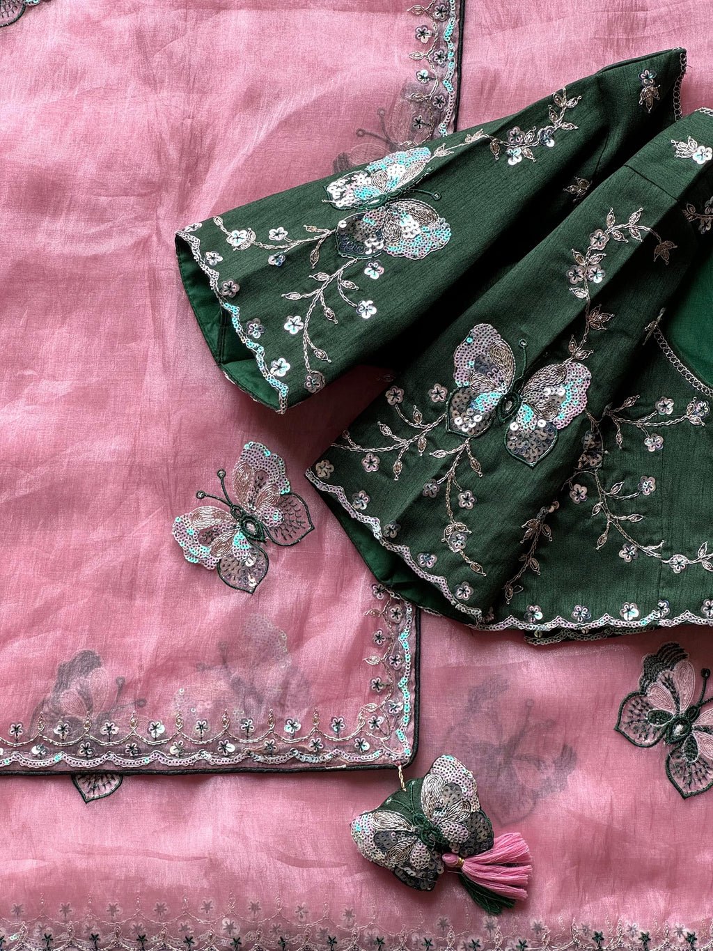 Pankhuri Pink Embellished Saree