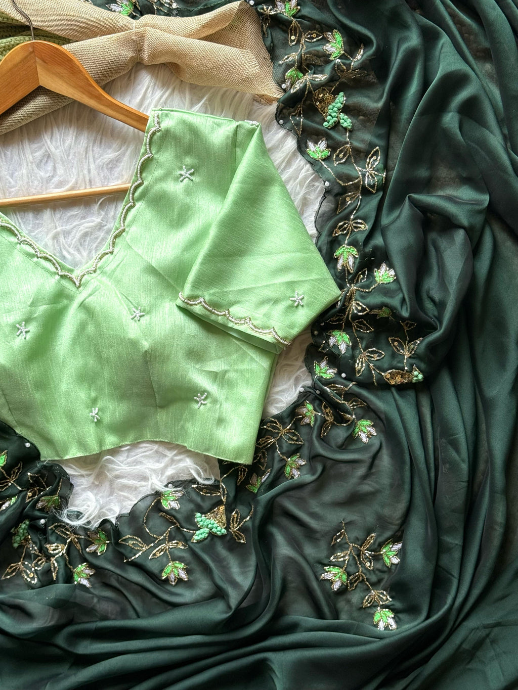 Precious Vintage Green Saree