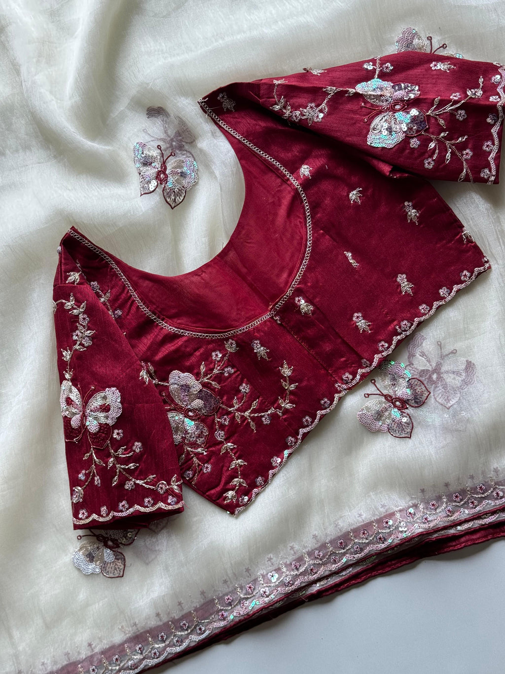 Pankhuri Ivory Embellished Saree