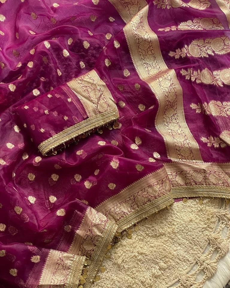 Maharani Maroon Banarasi Saree