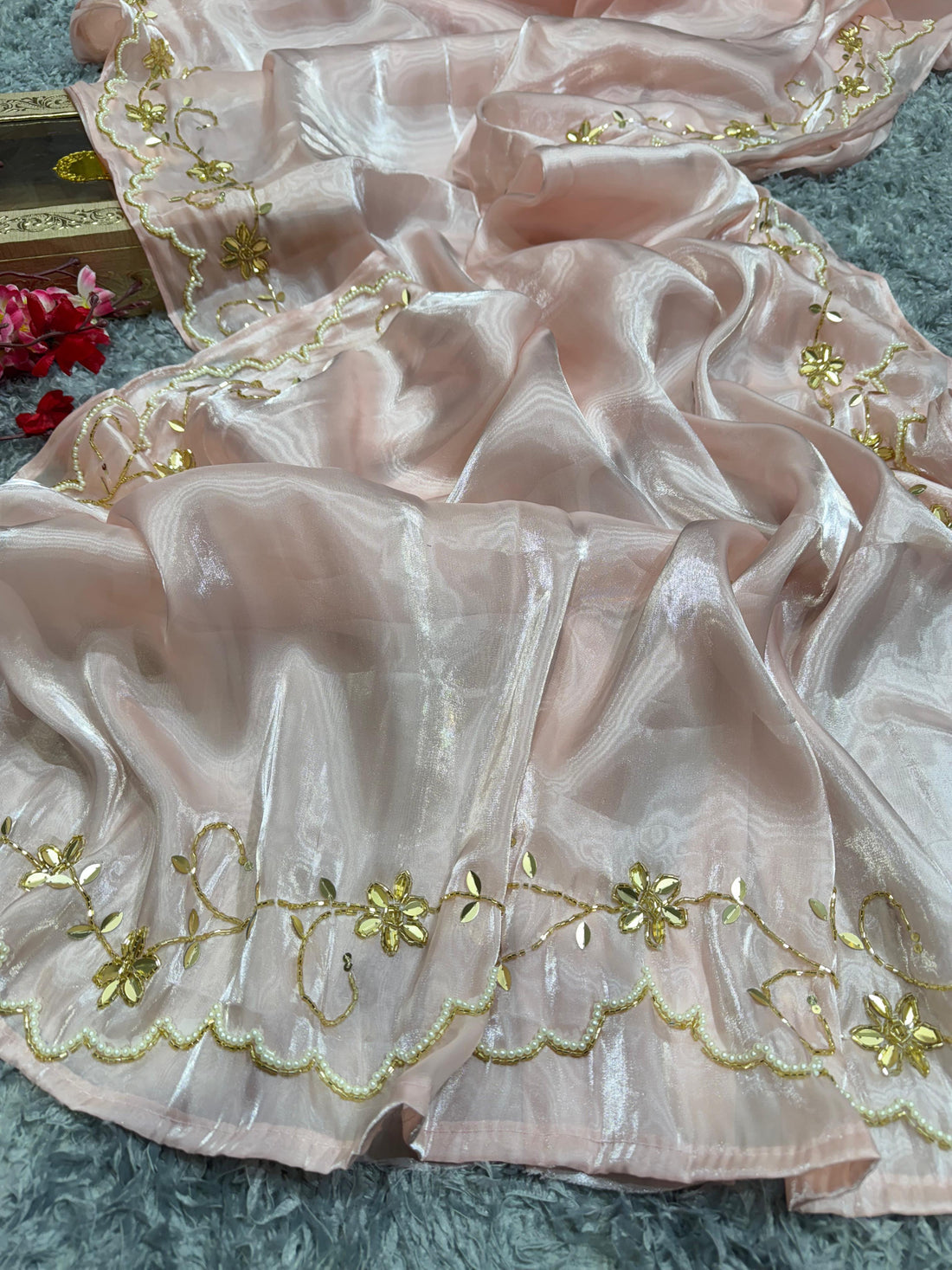 Aurelia Pink Embellished Saree