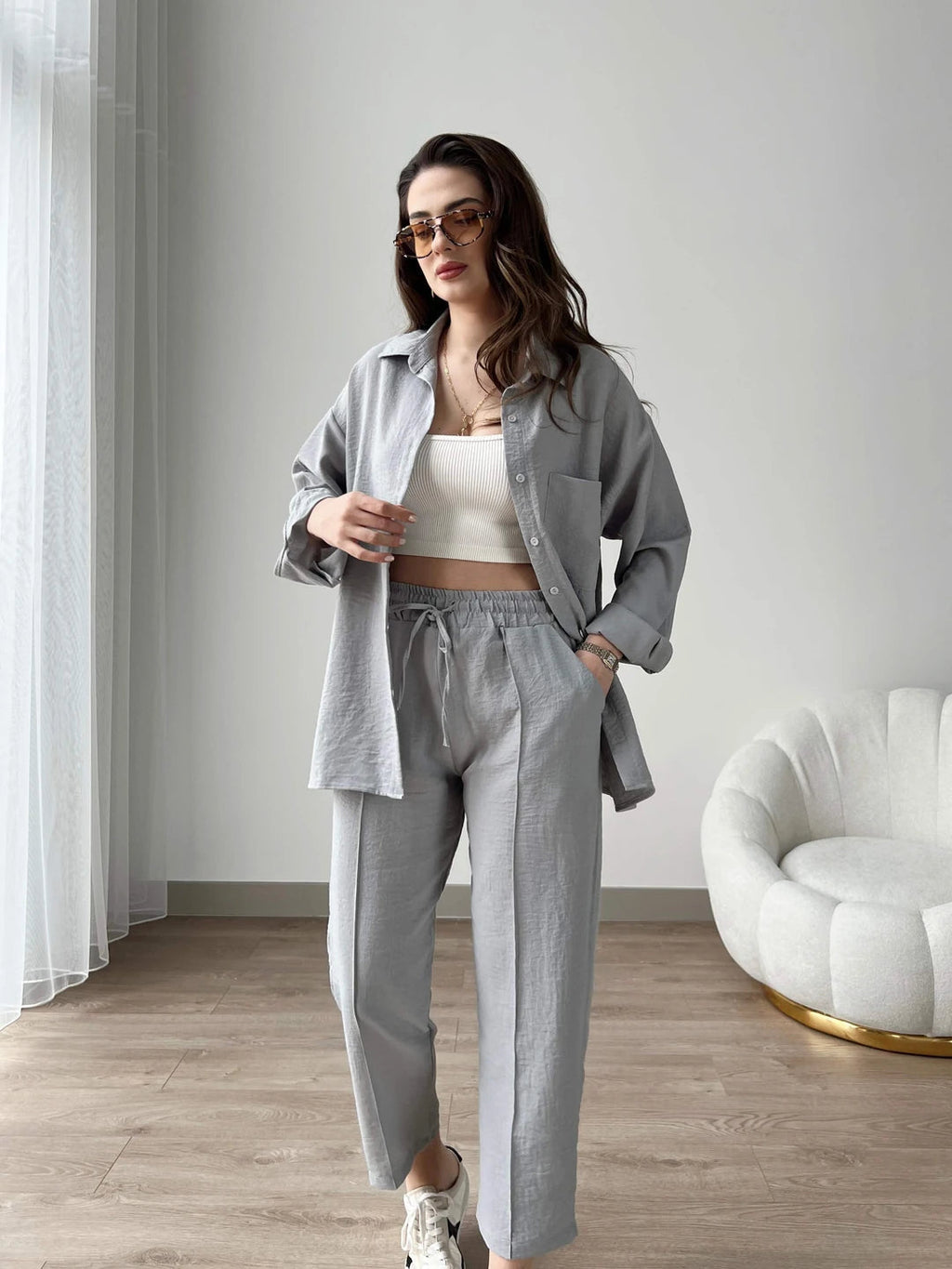 Short Leg Relax Fit Shirt Trouser Set