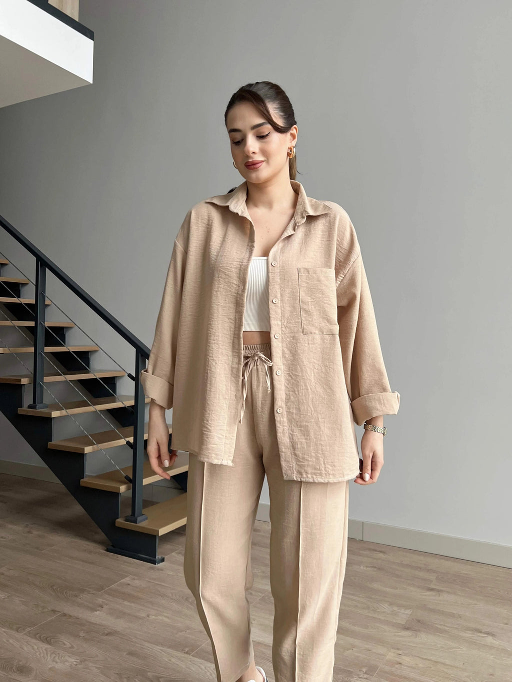 Short Leg Relax Fit Shirt Trouser Set